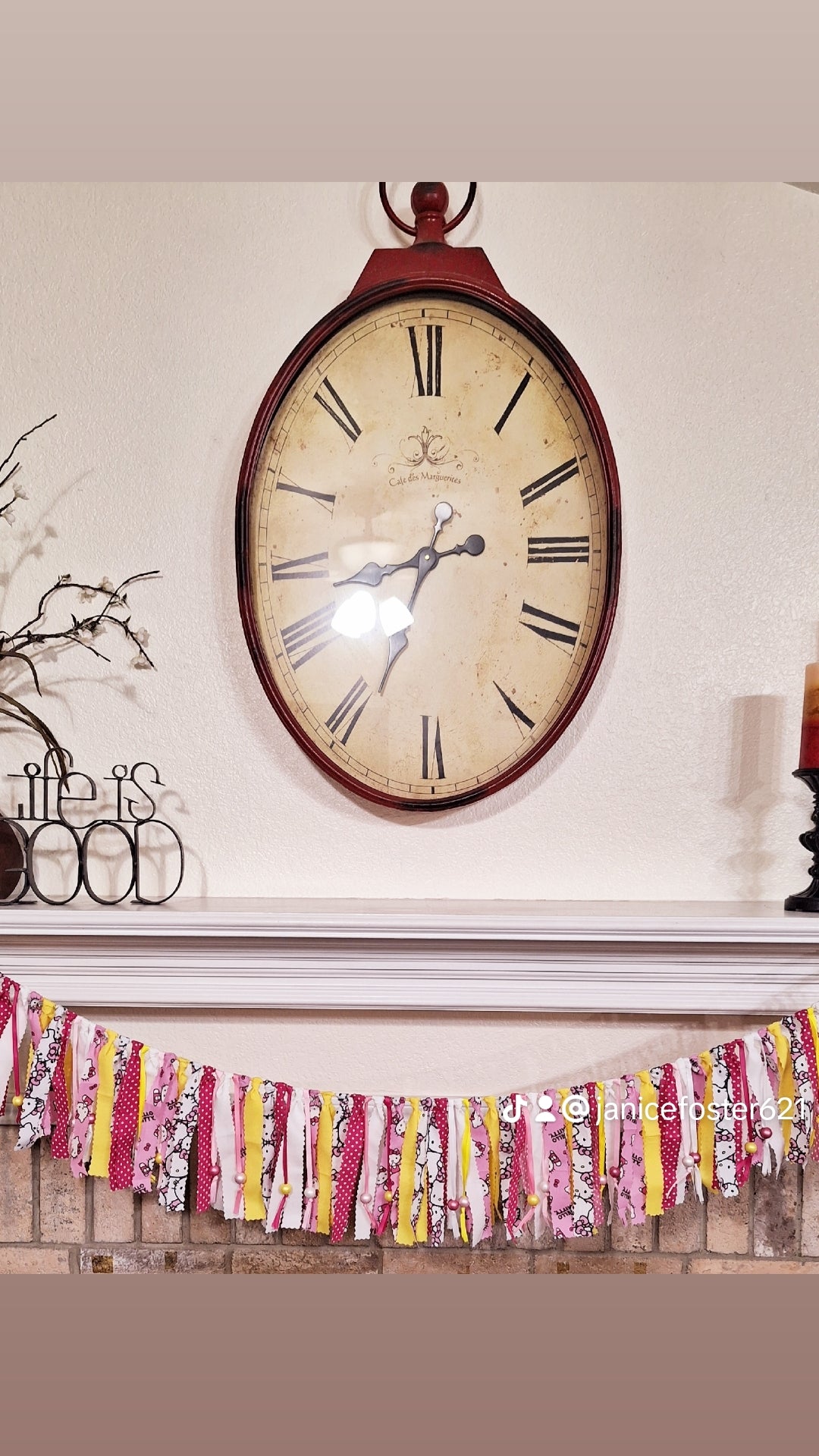Hello Kitty Rag Fabric Garland with Ribbon and Beads