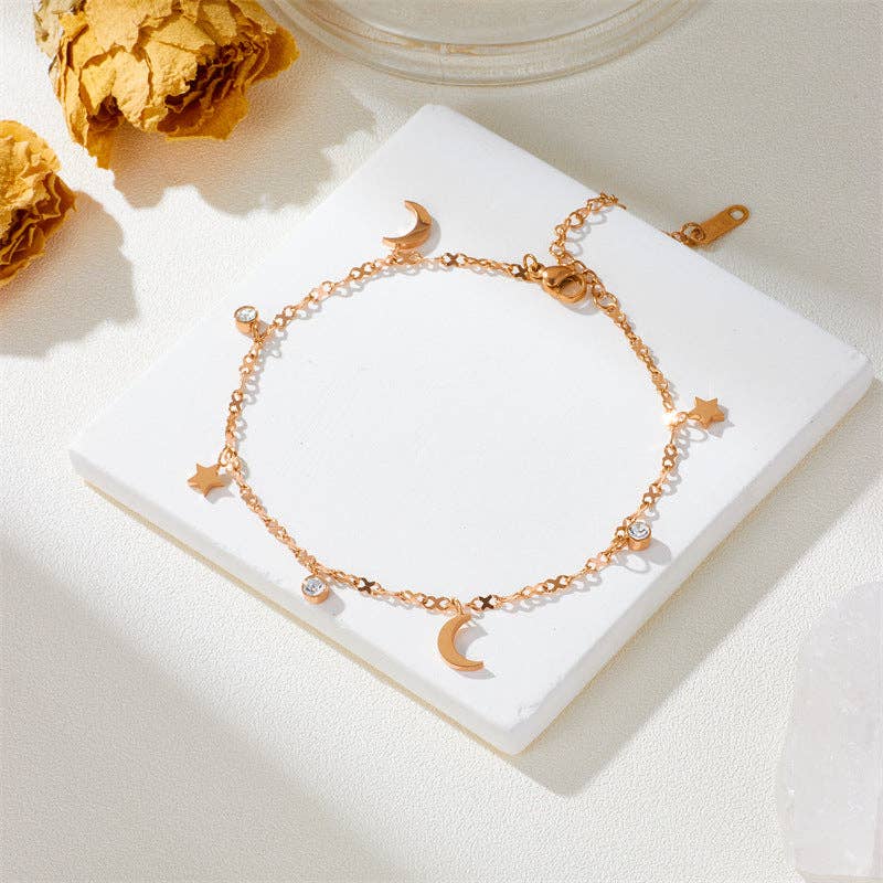 Dainty Star Moon Ankle Bracelet| Anklet