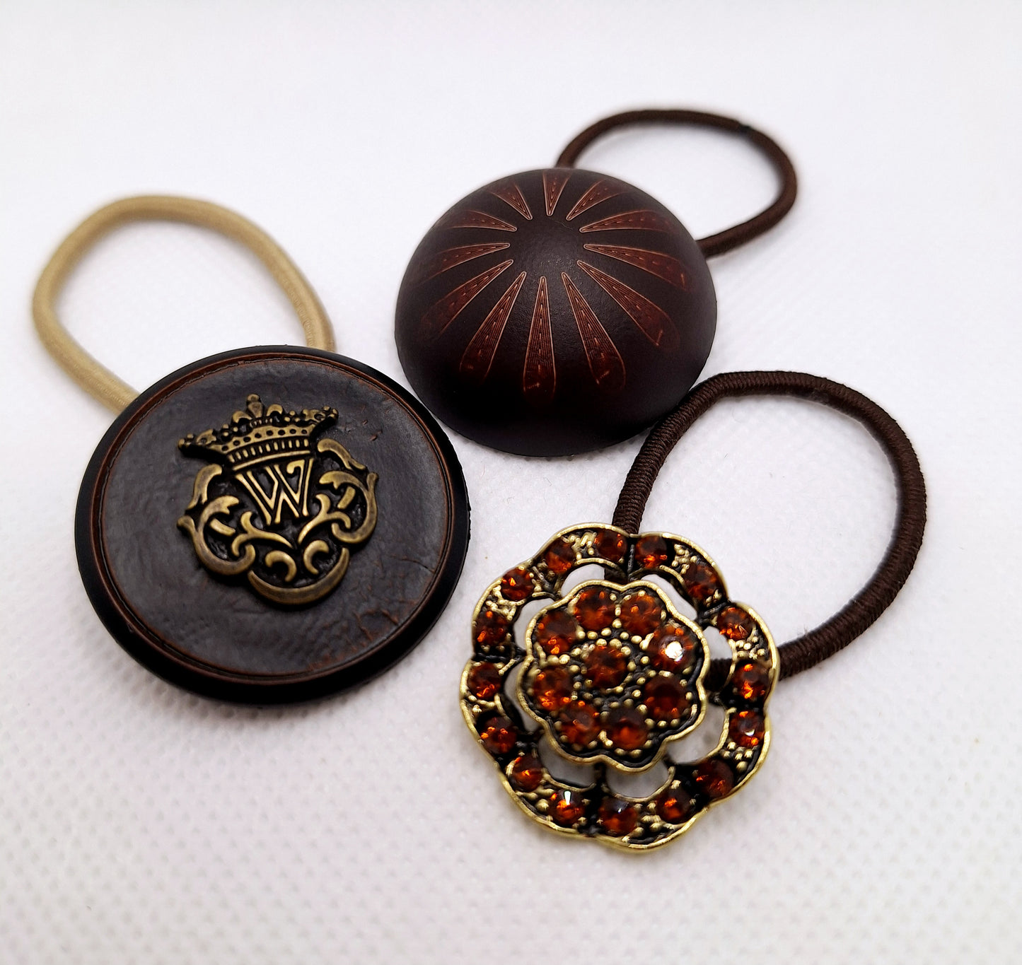 Elegant Button Hair ties 3pc Set