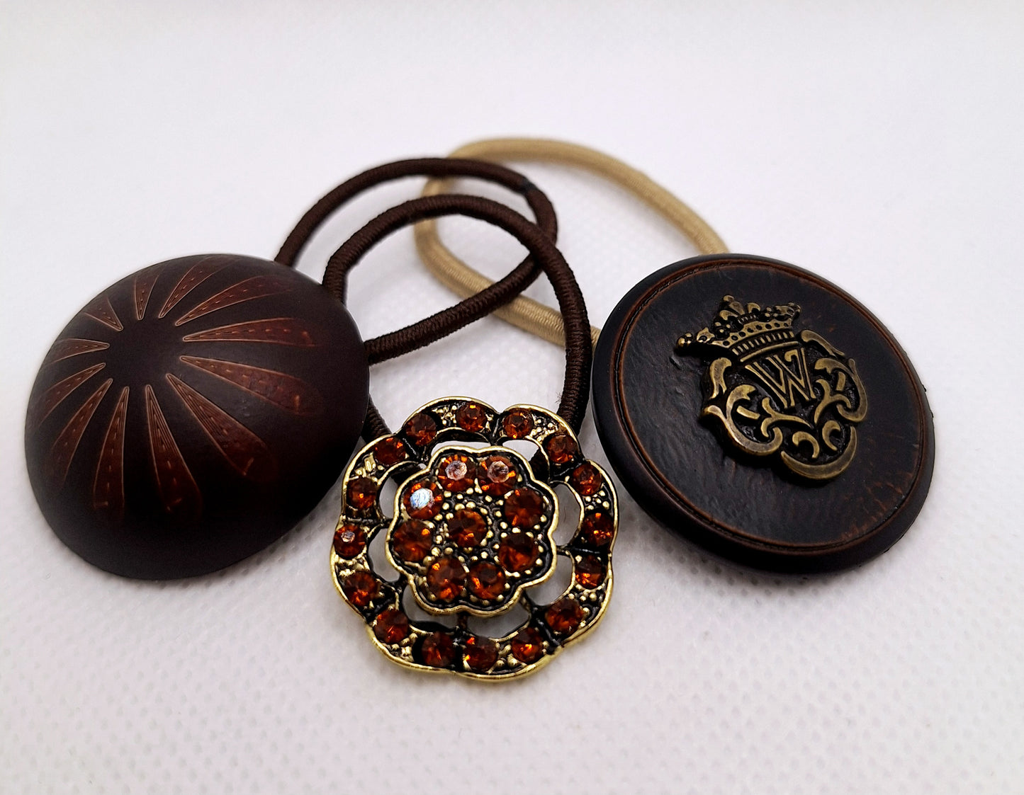 Elegant Button Hair ties 3pc Set