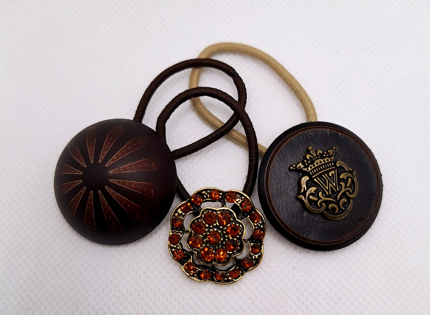 Elegant Button Hair ties 3pc Set