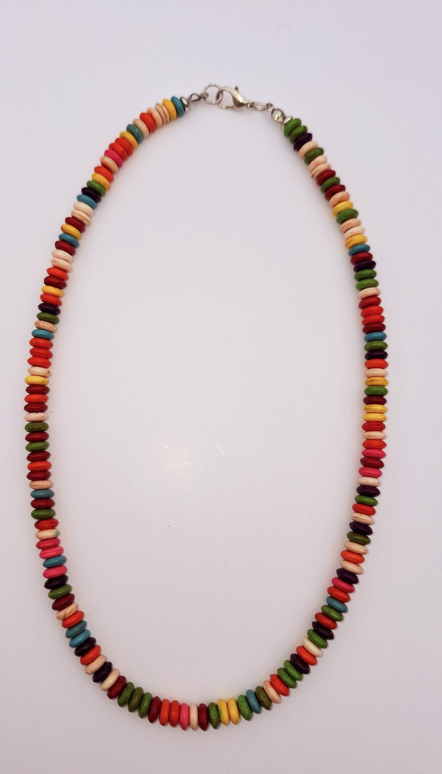 Colorful Trendy Semiprecious Turquoise Beaded Necklace/Choker 17"