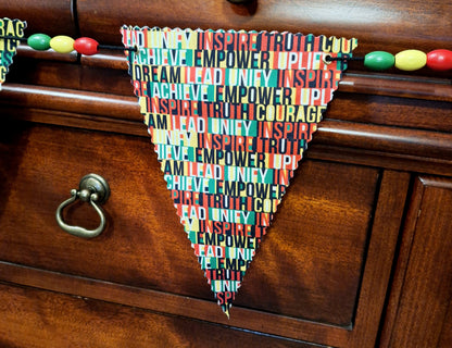 Black History Month Handmade Fabric Beaded Garland Unify Achieve Inspire Lead Empower Truth