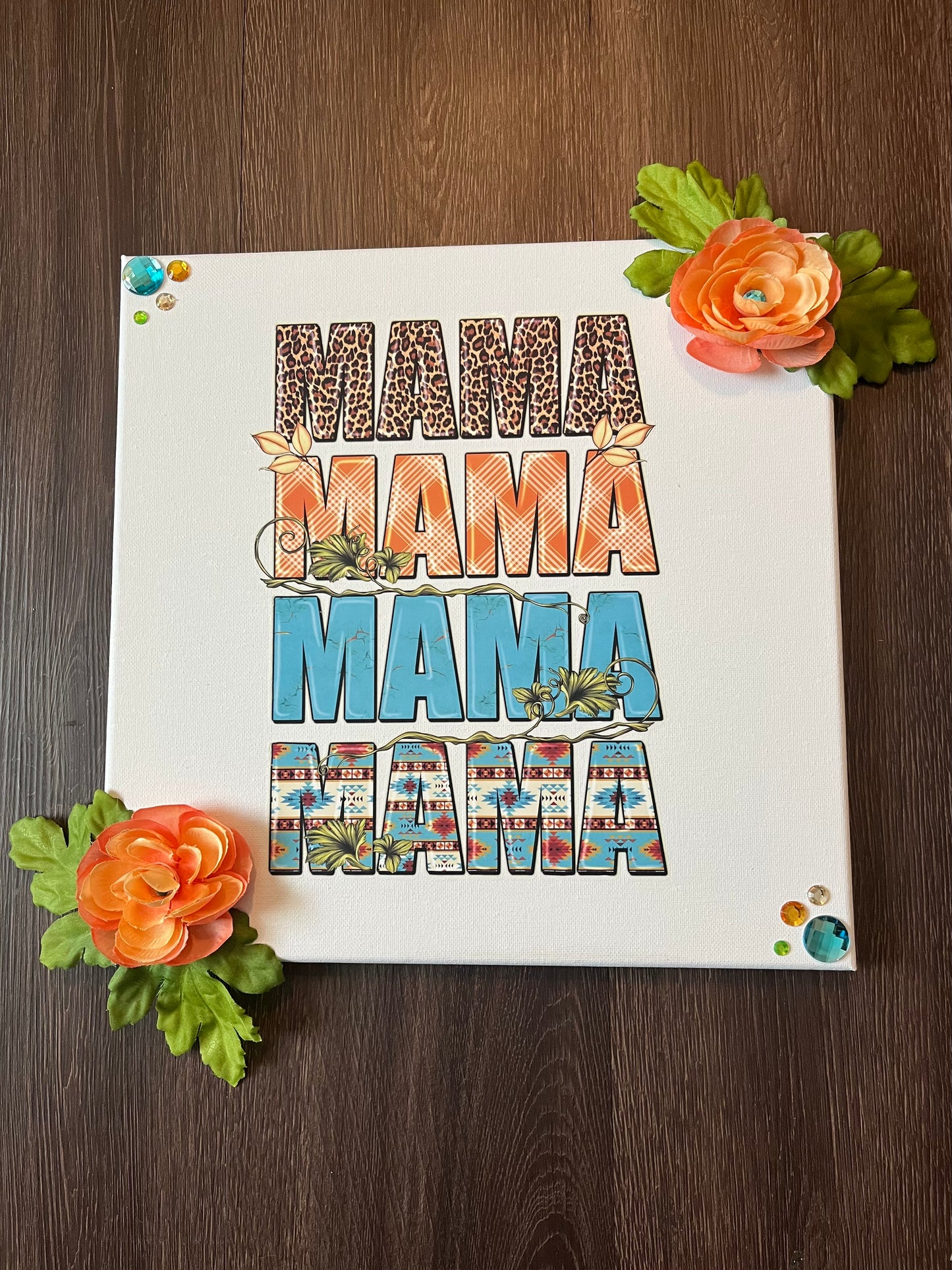 Mom Life 12x12 Embellished Canvas Gift for her Birthday, Mother's Day Life