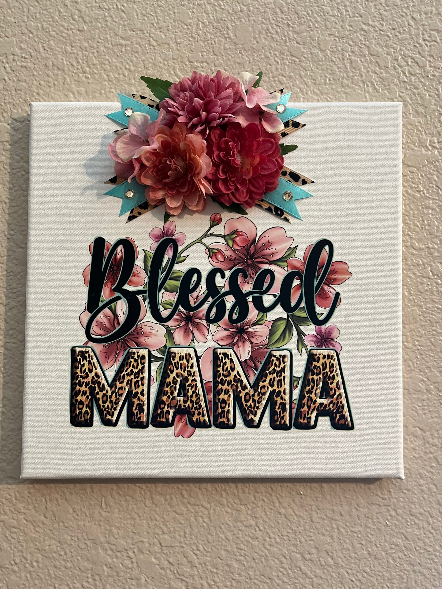 Mom Life 12x12 Embellished Canvas Gift for her Birthday, Mother's Day Life