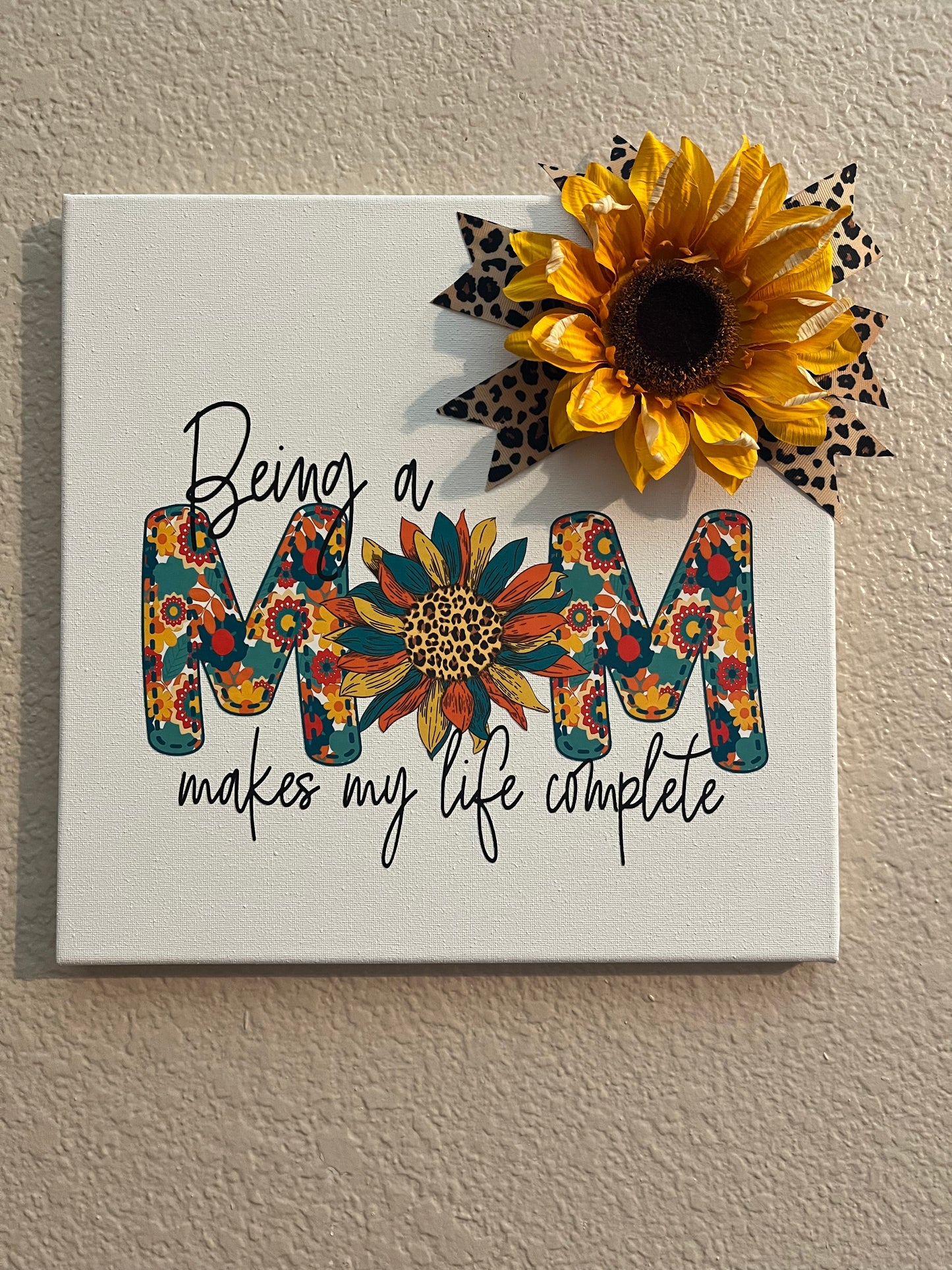 Mom Life 12x12 Embellished Canvas Gift for her Birthday, Mother's Day Life