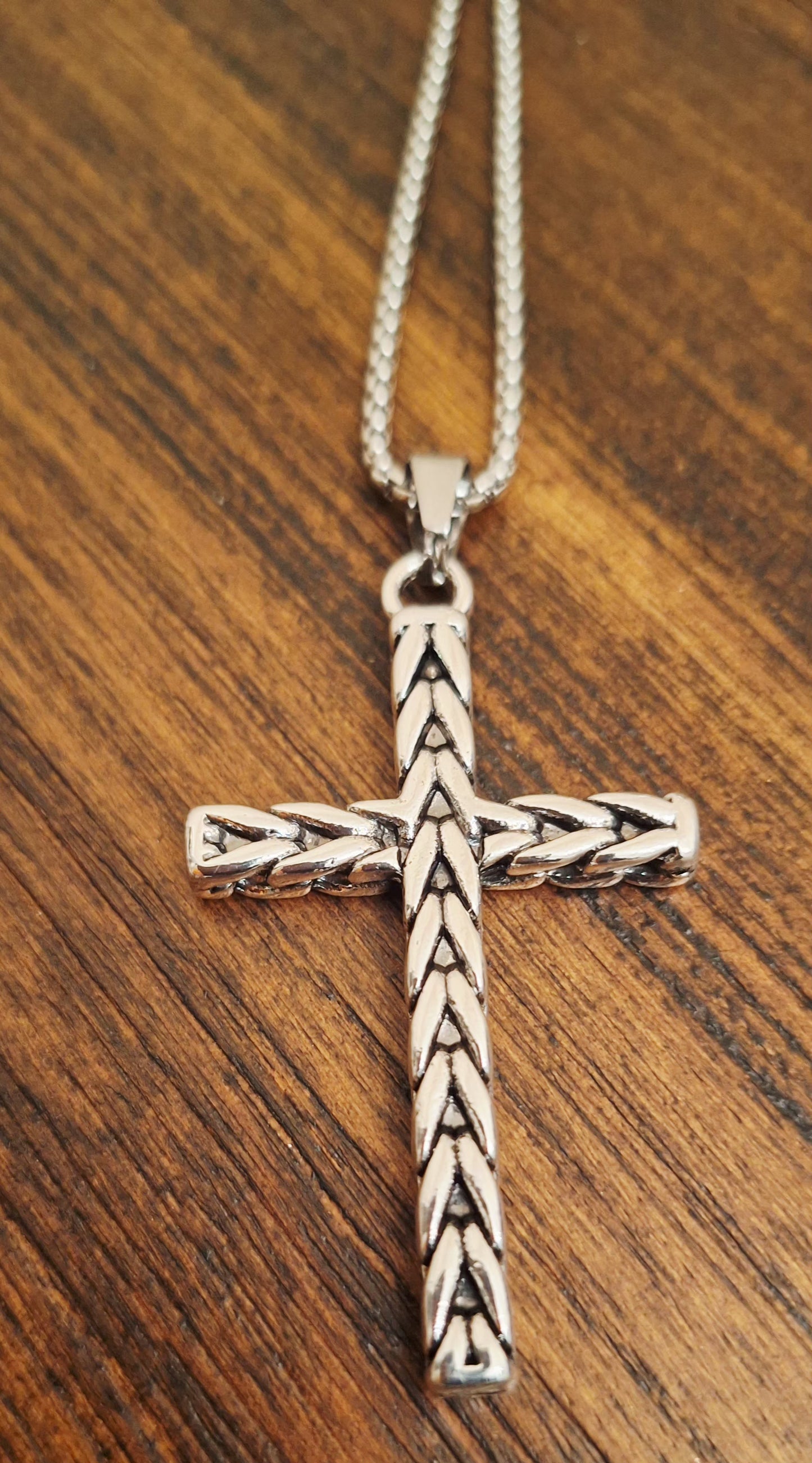Men's Chevron Stainless Steel Cross Necklace