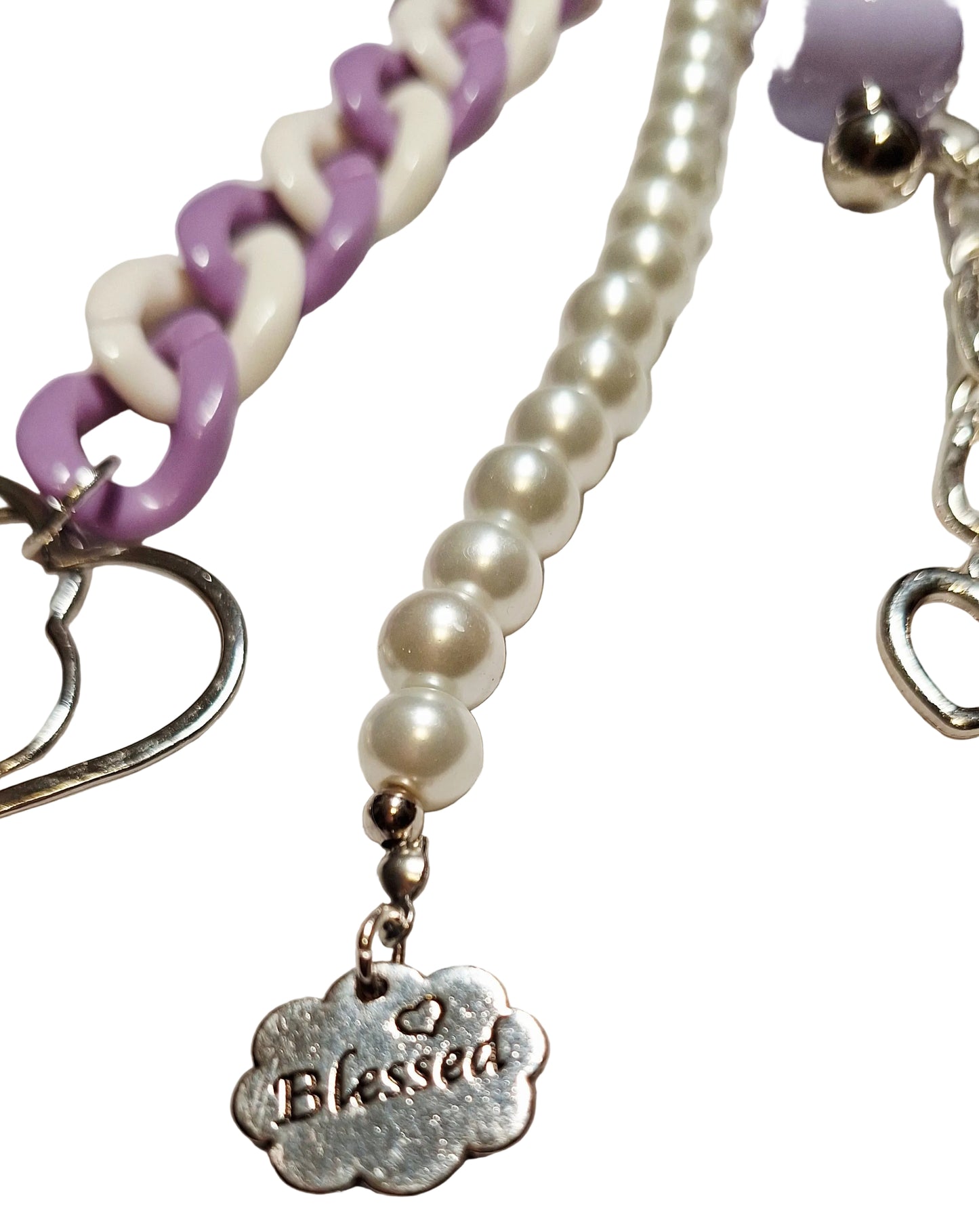 Lilacs Pearls & Silver Bag Charm