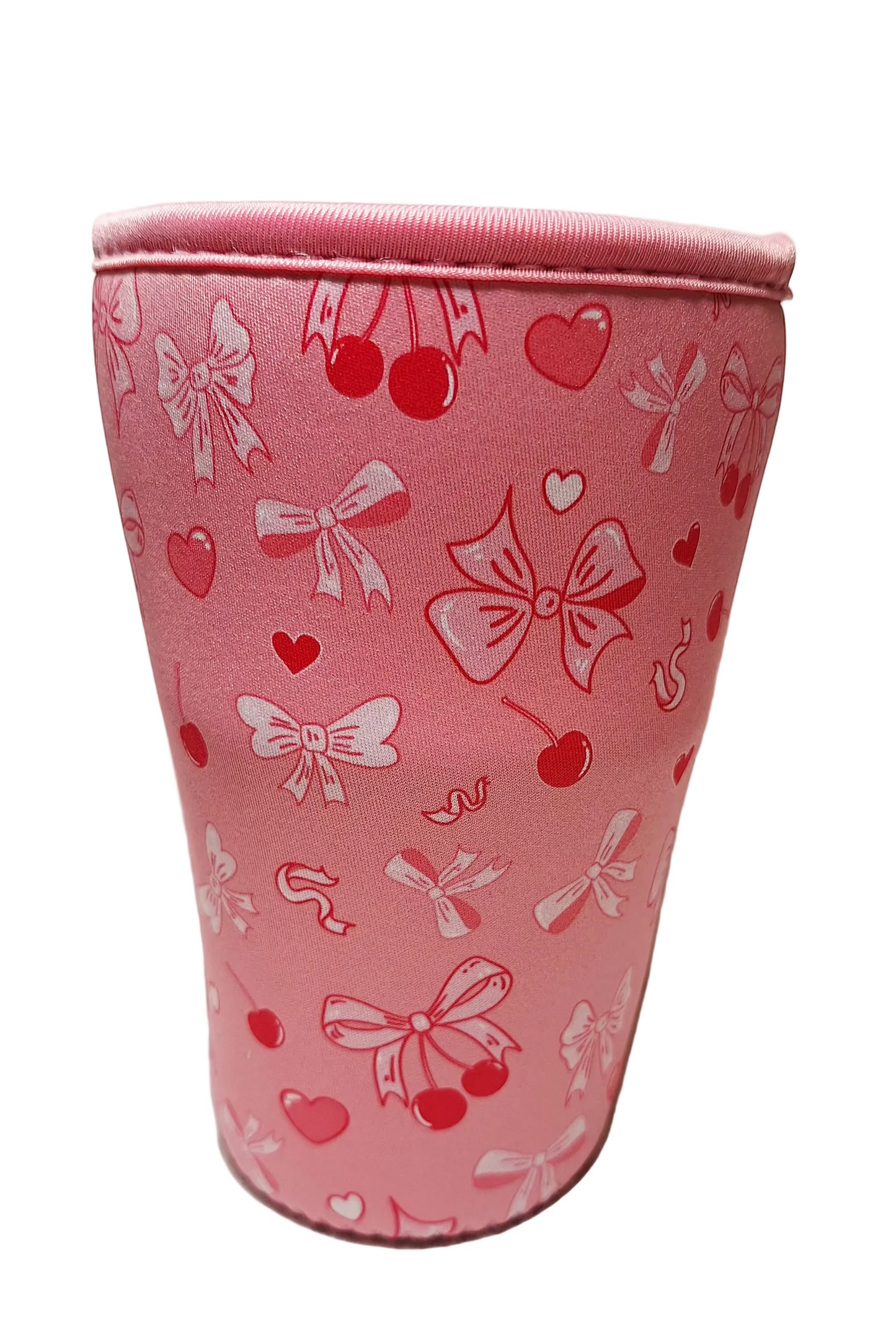 "Pink Bows & Cherries" Reusable Neoprene Cup Hugger