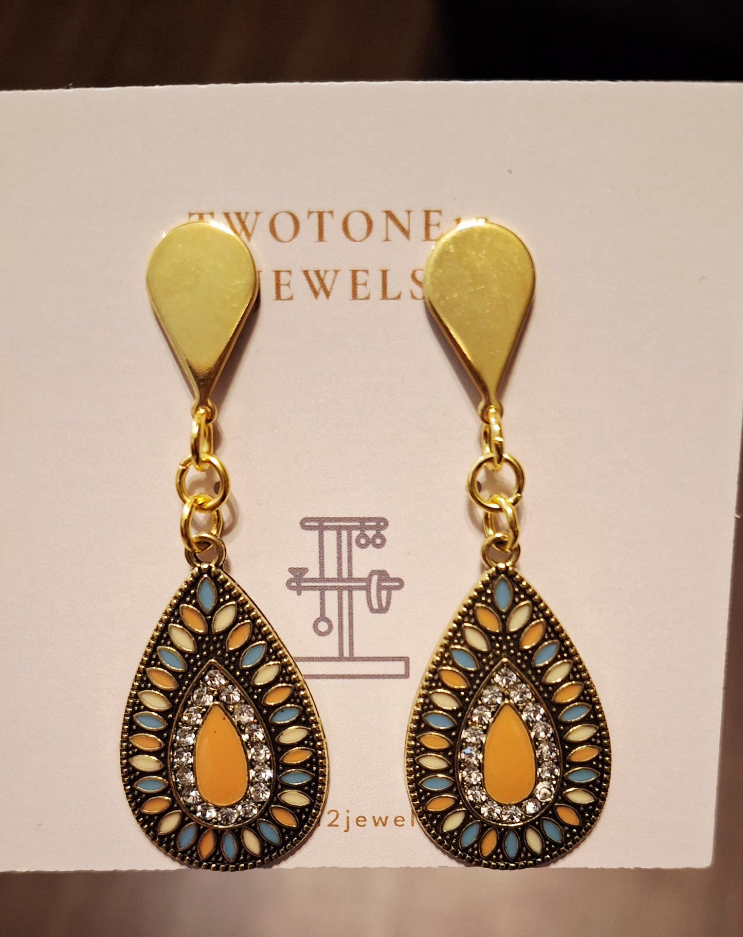 Bohemian Teardrop Bling Statement Earrings