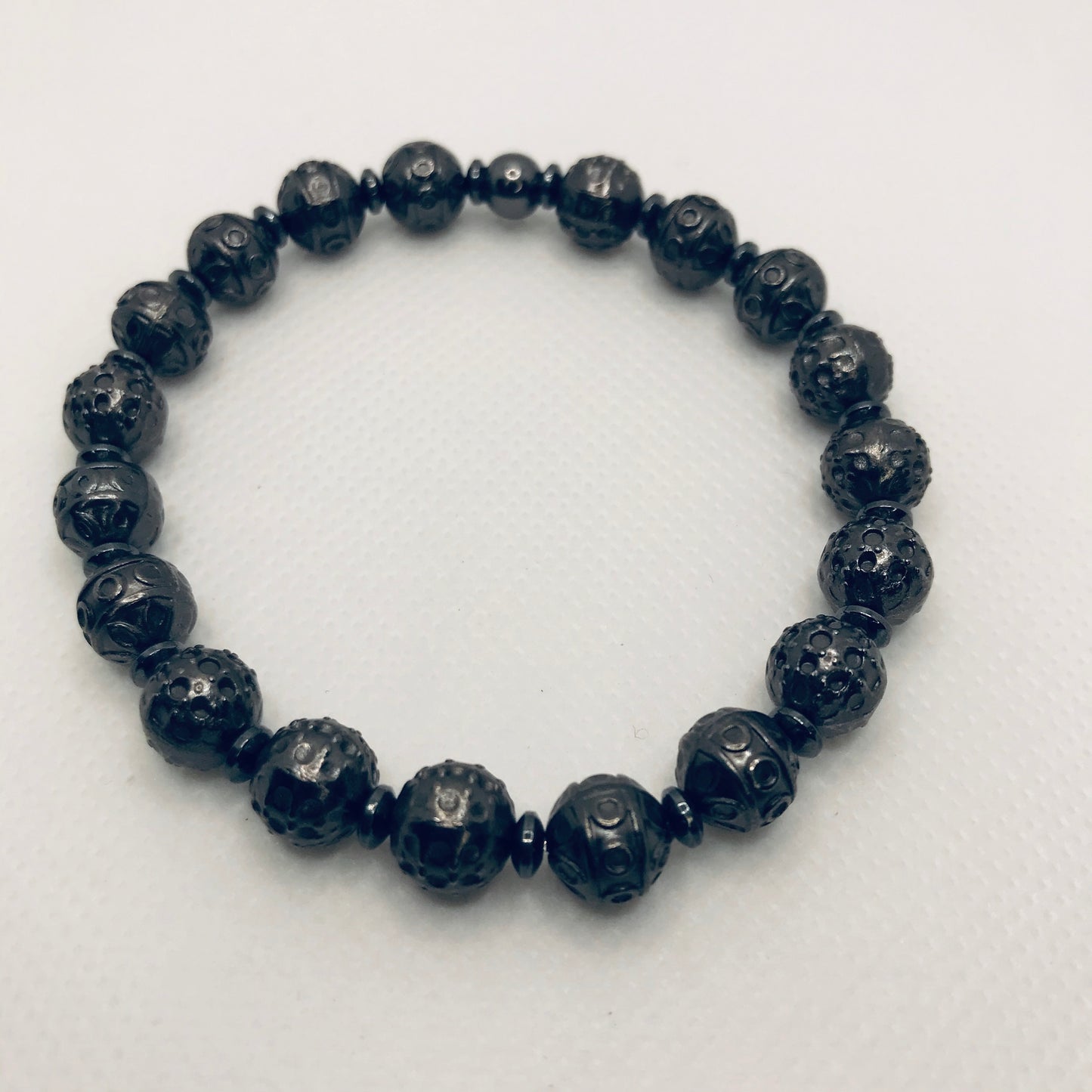 Gunmetal Hematite Textured Stretch Bracelet