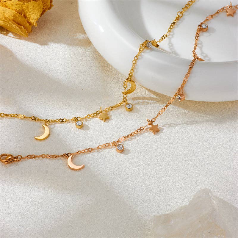 Dainty Star Moon Ankle Bracelet| Anklet