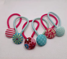 Load image into Gallery viewer, Fabric Button Hair Ties/Ponytail Holder 6pcs
