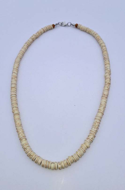 Trendy Semiprecious White Turquoise Beaded Necklace/Choker is 18"