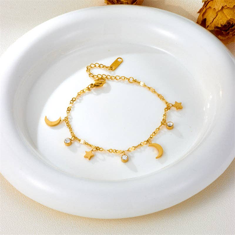 Dainty Star Moon Ankle Bracelet| Anklet