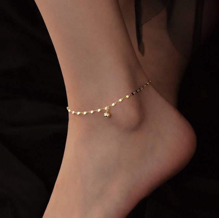 Dainty Ball Ankle Bracelet| Anklet in 925 Sterling Silver & Gold Plated