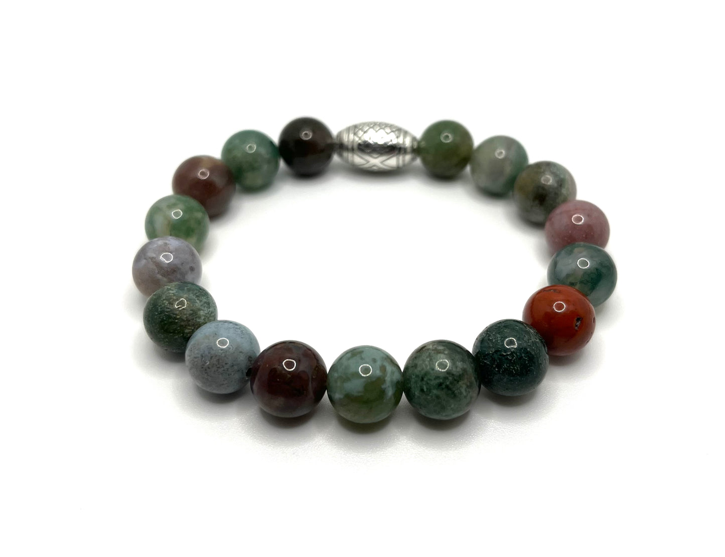 Indian Agate Beaded Stretch Bracelet