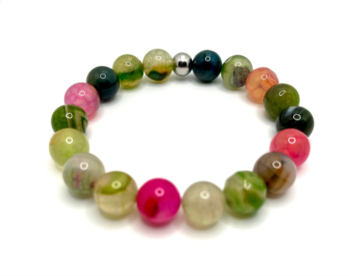 Natural Multi Watermelon Tourmaline Beaded Stretch Bracelet