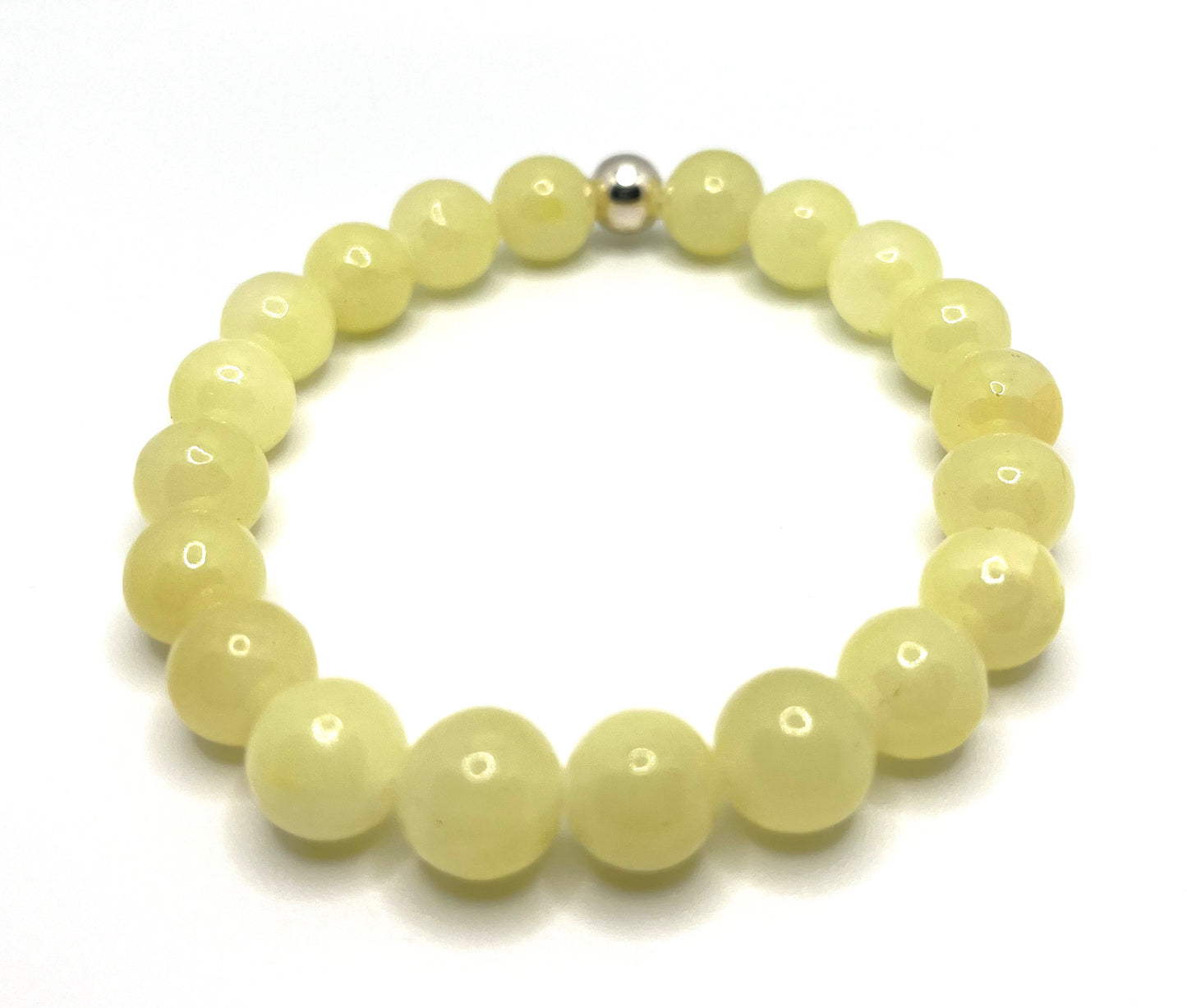 Yellow Quartz Glass Beaded Stretch Bracelet