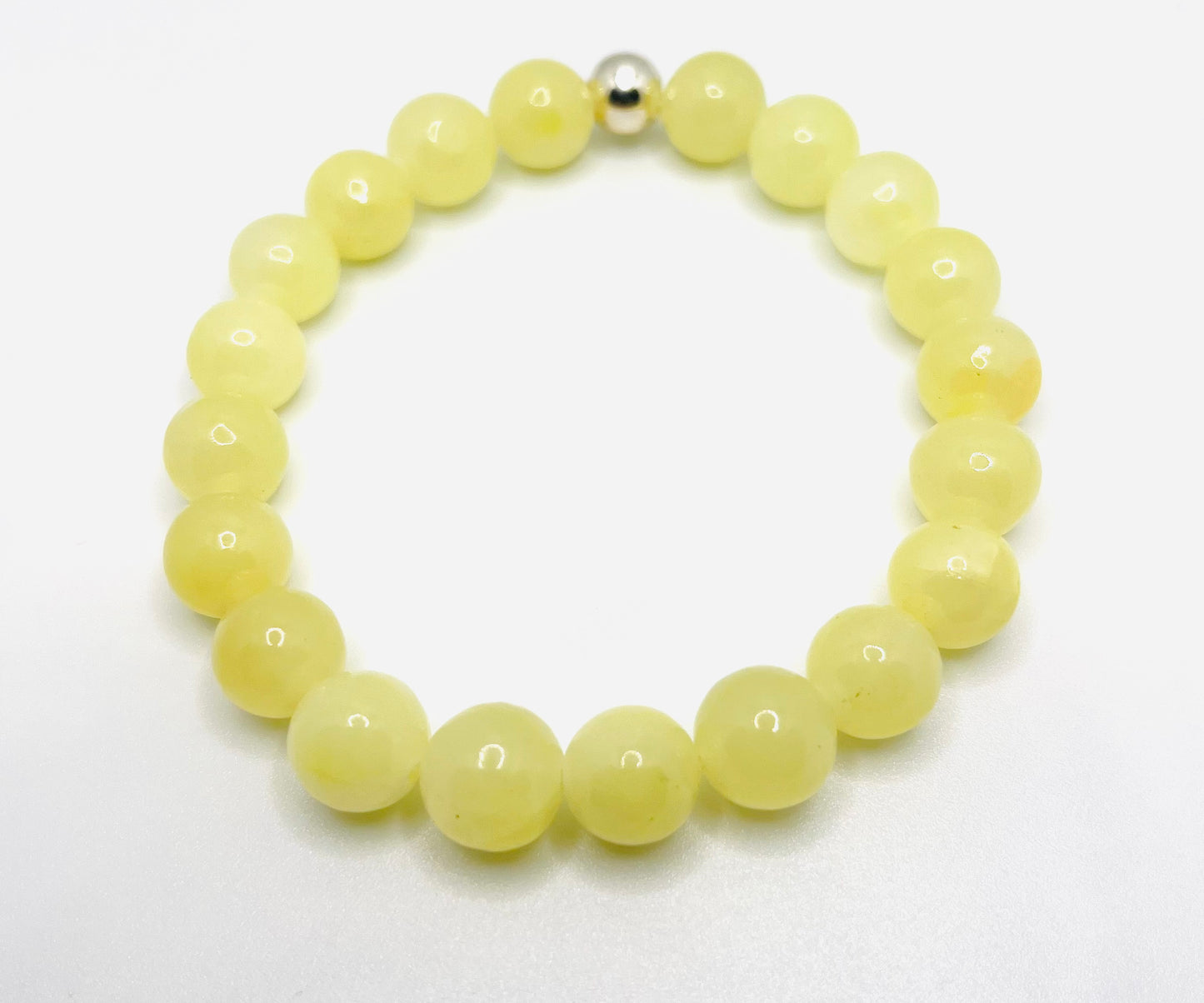 Yellow Quartz Glass Beaded Stretch Bracelet