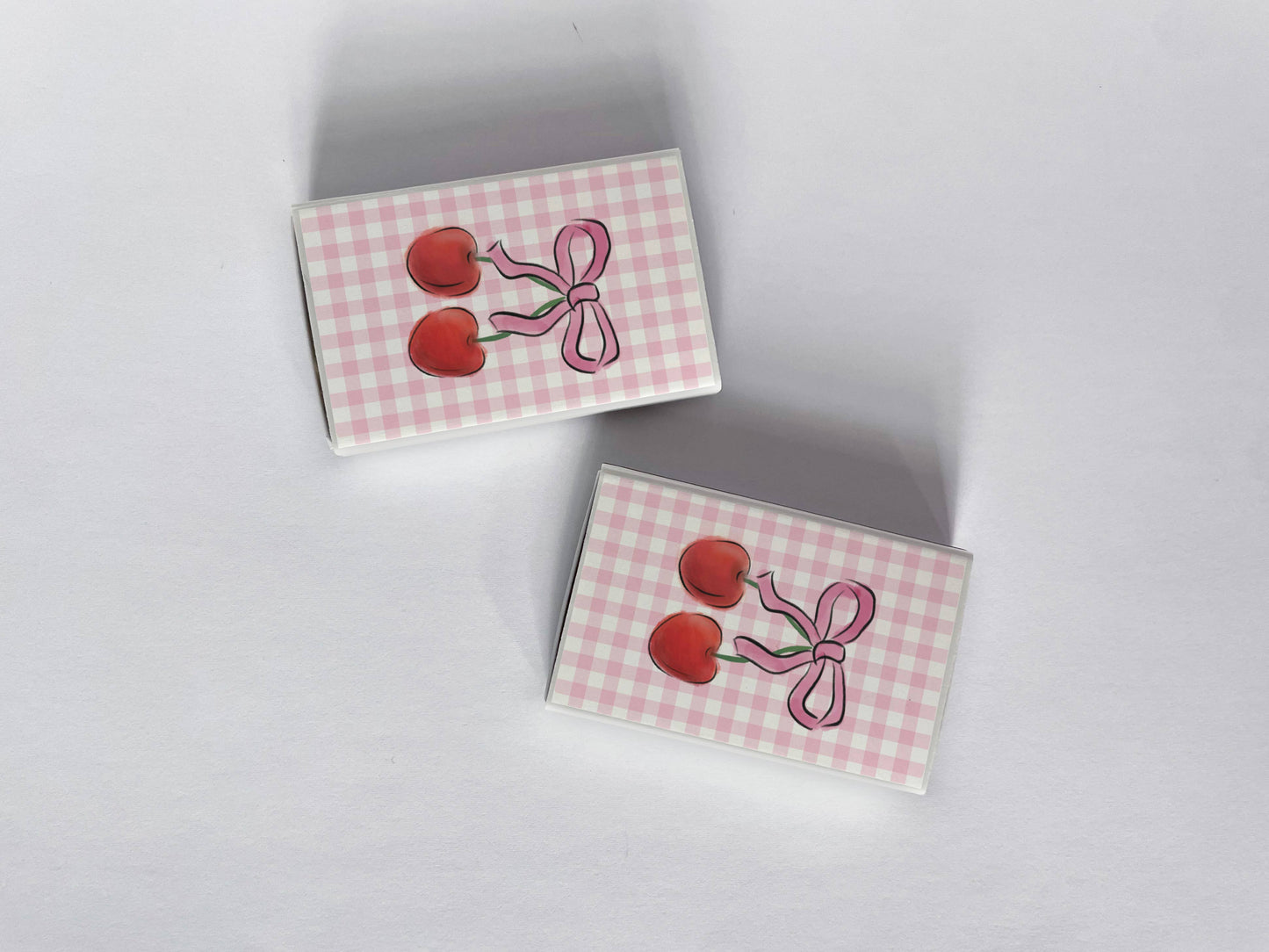 Cherries with Bow Pink Gingham Matchbook
