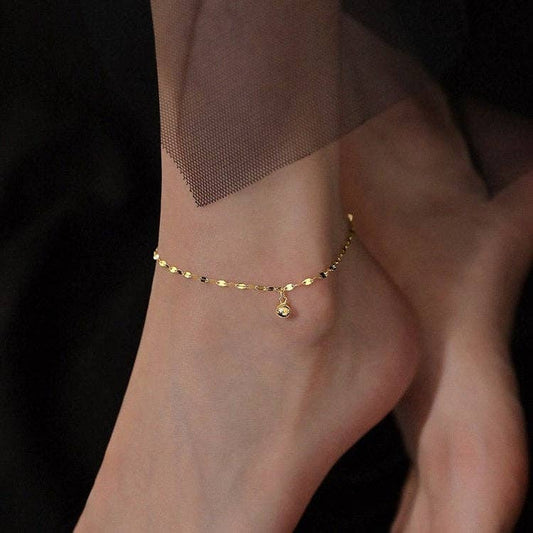Dainty Ball Ankle Bracelet| Anklet in 925 Sterling Silver & Gold Plated