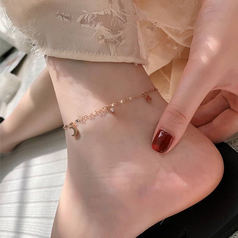 Dainty Star Moon Ankle Bracelet| Anklet