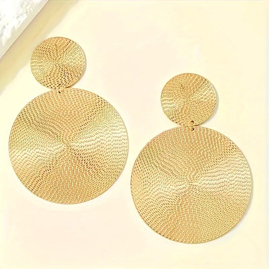 Bold Boho Chic Geometric Round Statement Gold Plated Earrings