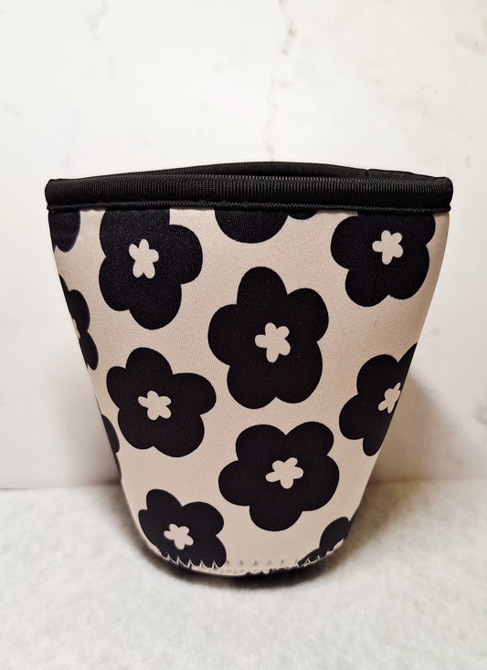"Poppys Black & Beige" Reusable Neoprene Cup Hugger