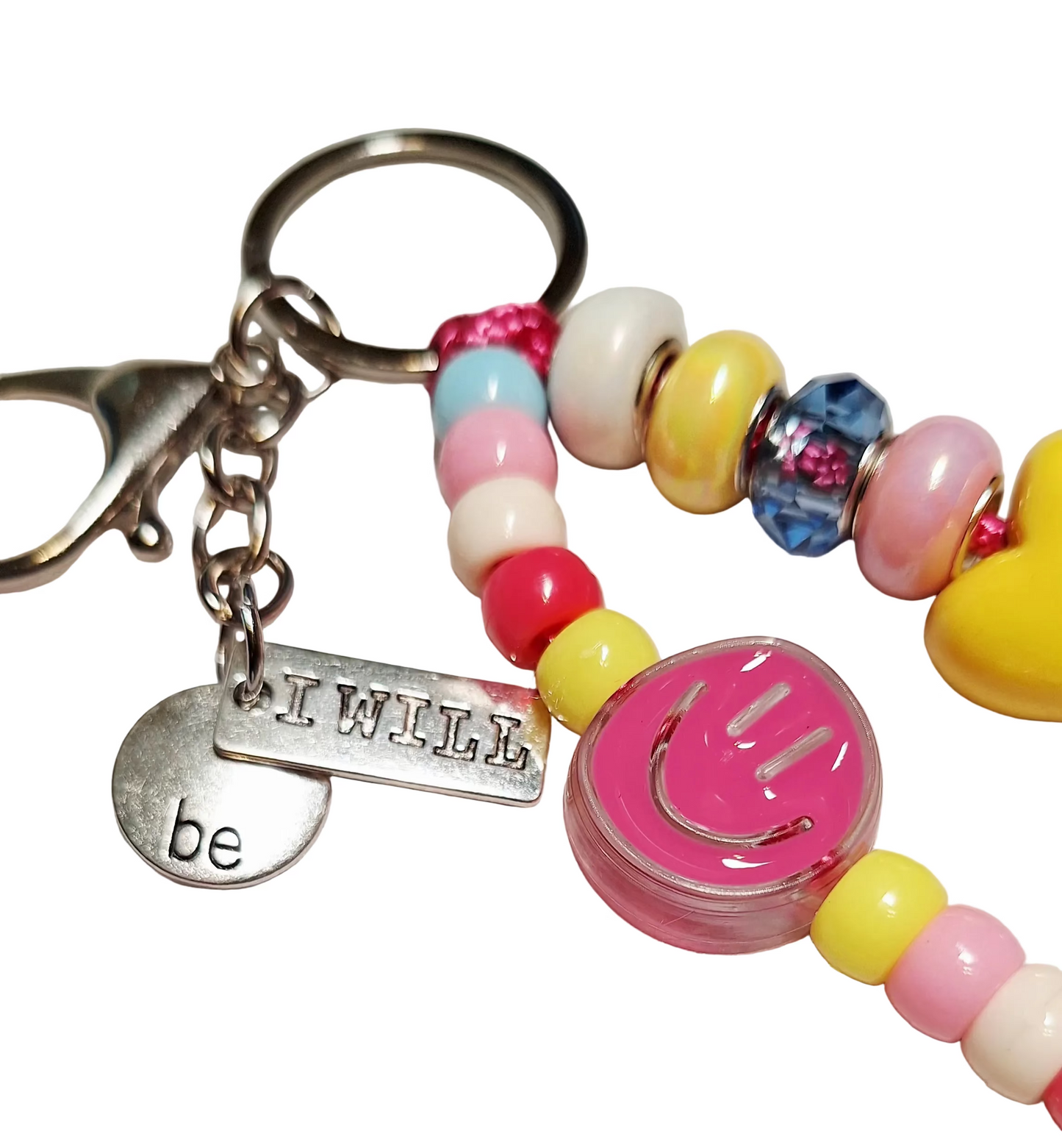 Chunky Colorful "KIND" Letter & Beaded Bag Charm/Keychain