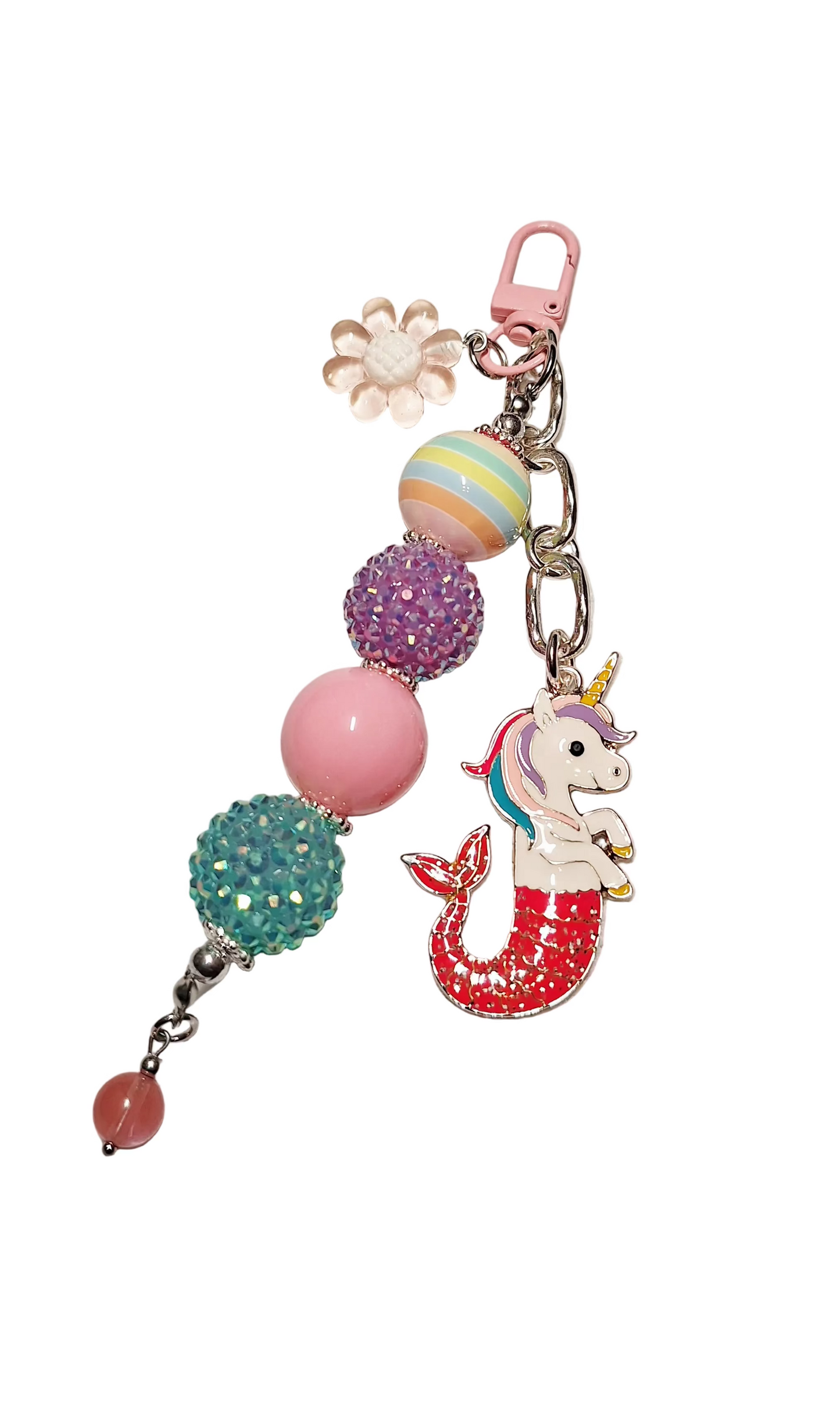 Handmade Beaded Unicorn Mermaid Bag Charm/Keychain
