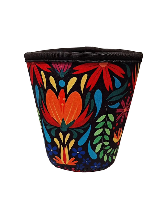 "Colorful Mexican Floral" Reusable Neoprene Cup Hugger (Small)