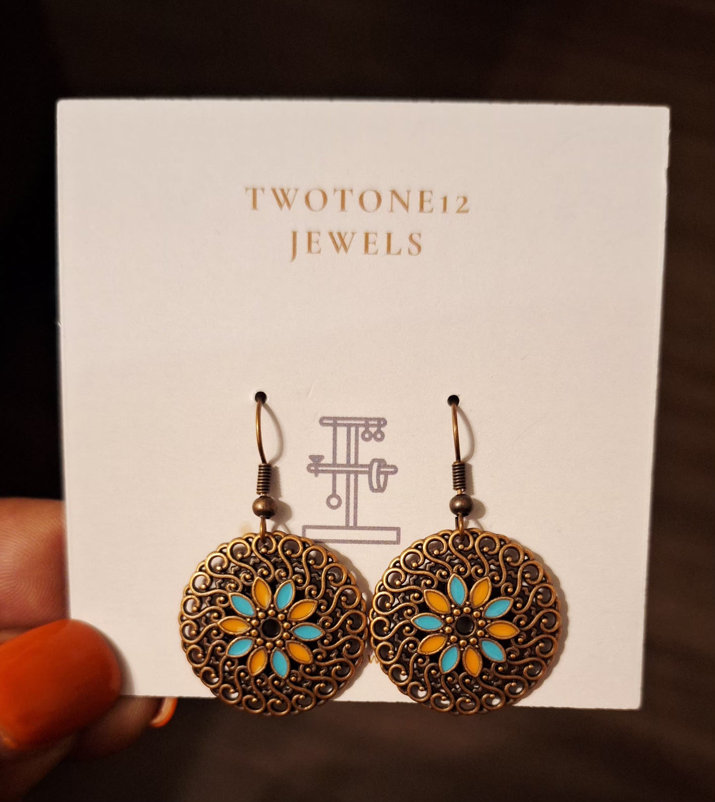 Bohemian Filigree Orange &Turquoise Earrings