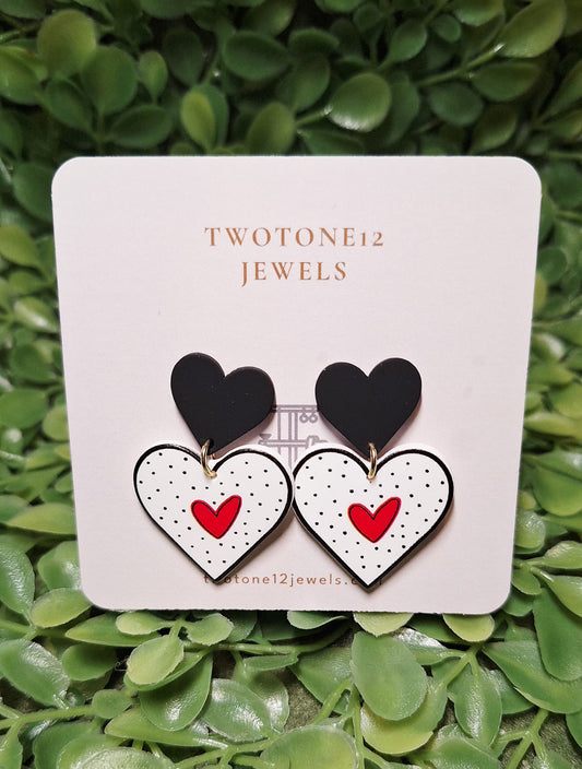 Whimsical Dangle Heart Acrylic Earrings