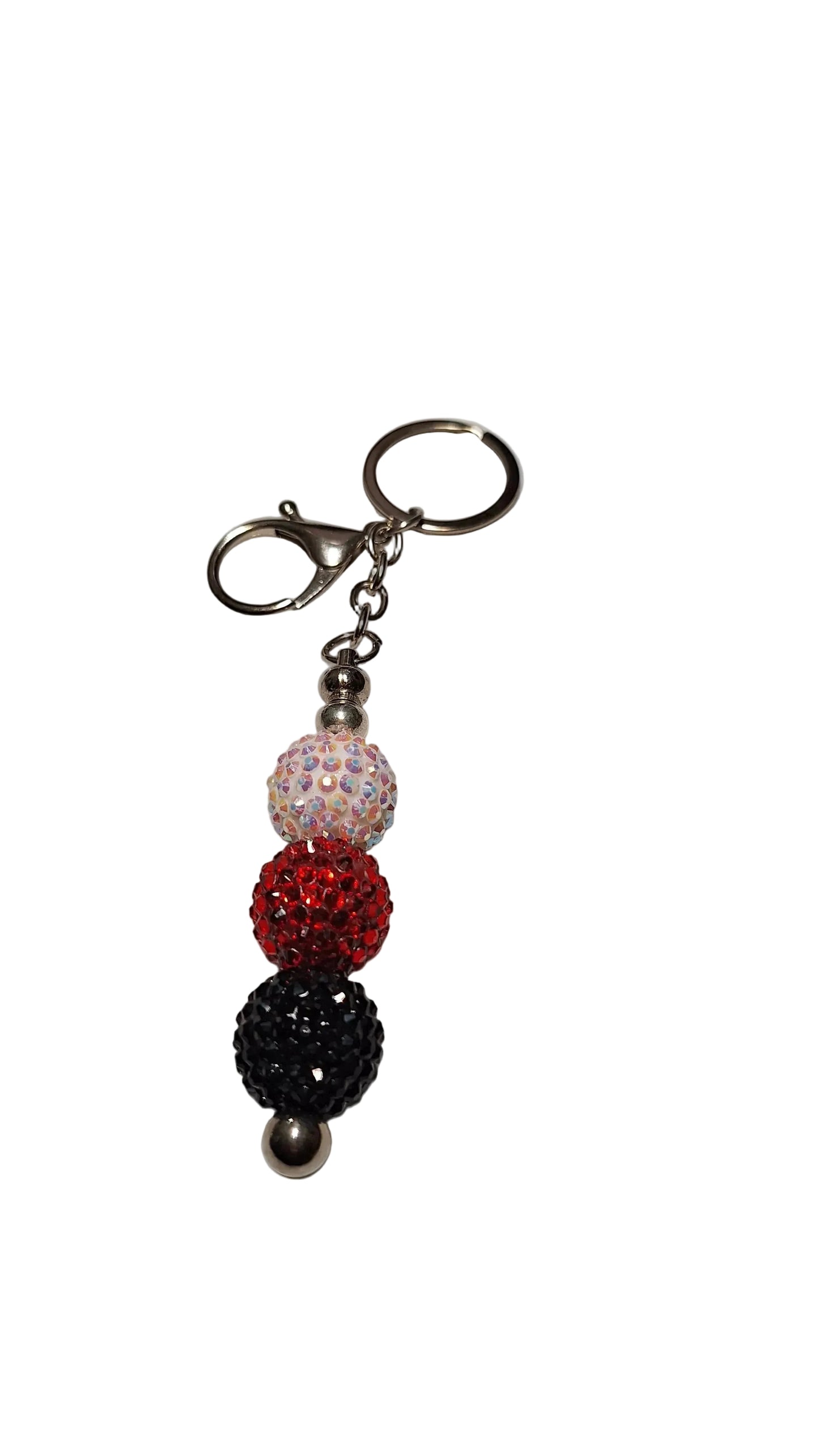 Sparkly Beaded Keychain Red/Black/White