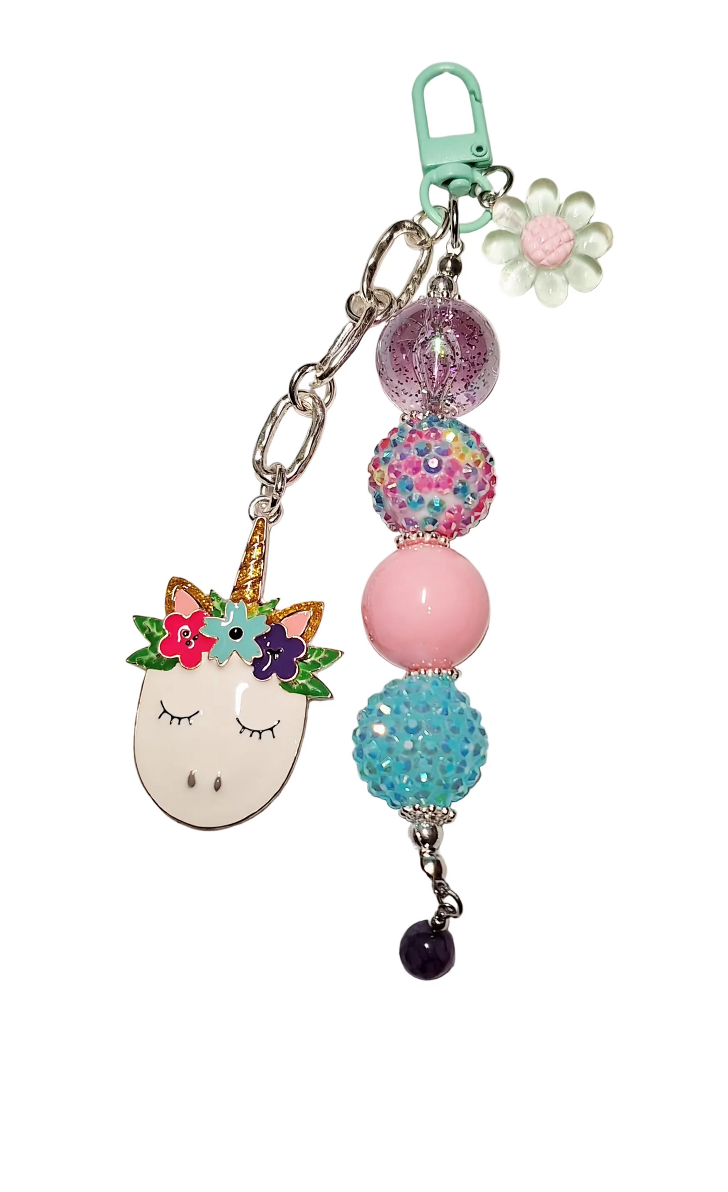 Handmade Beaded Unicorn Bag Charm/Keychain
