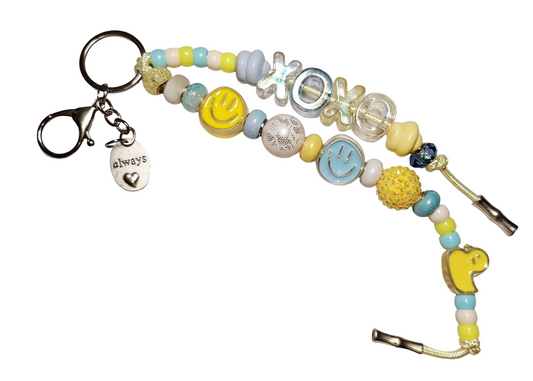 Chunky Colorful "XOXO" Letter & Beaded Bag Charm/Keychain
