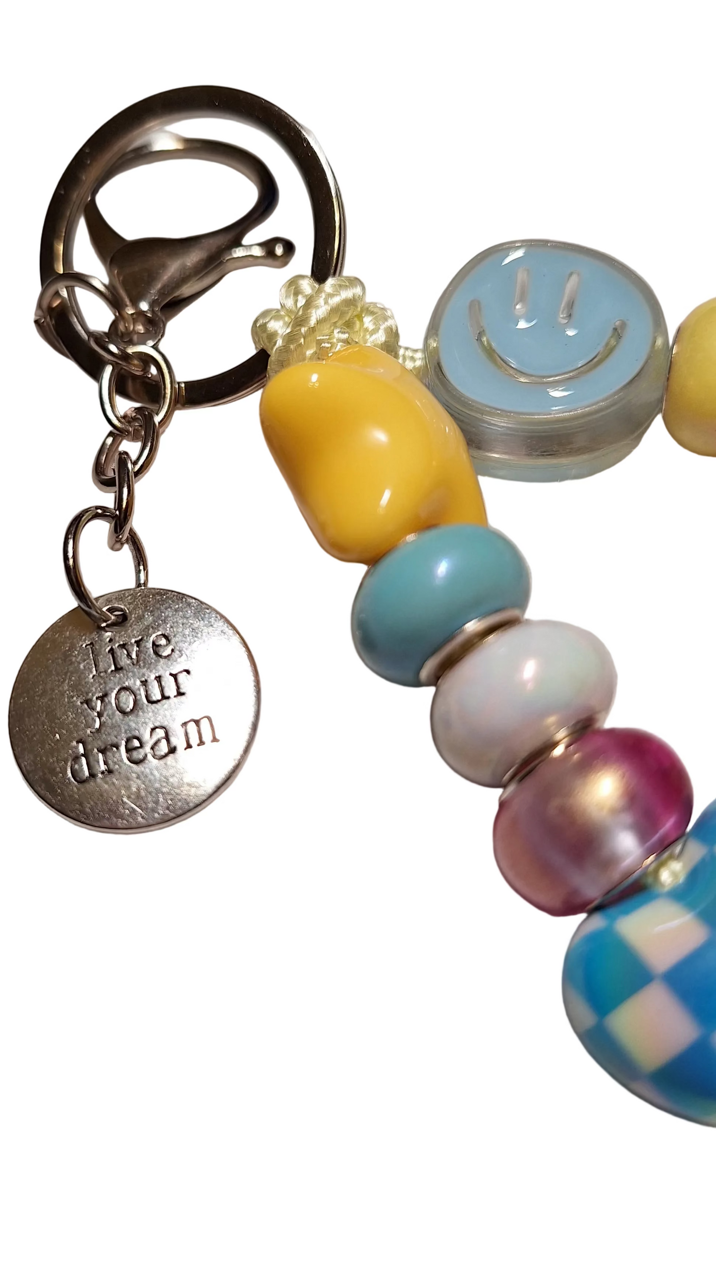 Chunky Colorful "Fun" Letter & Beaded Bag Charm/Keychain
