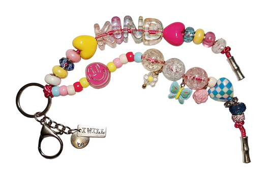 Chunky Colorful "KIND" Letter & Beaded Bag Charm/Keychain