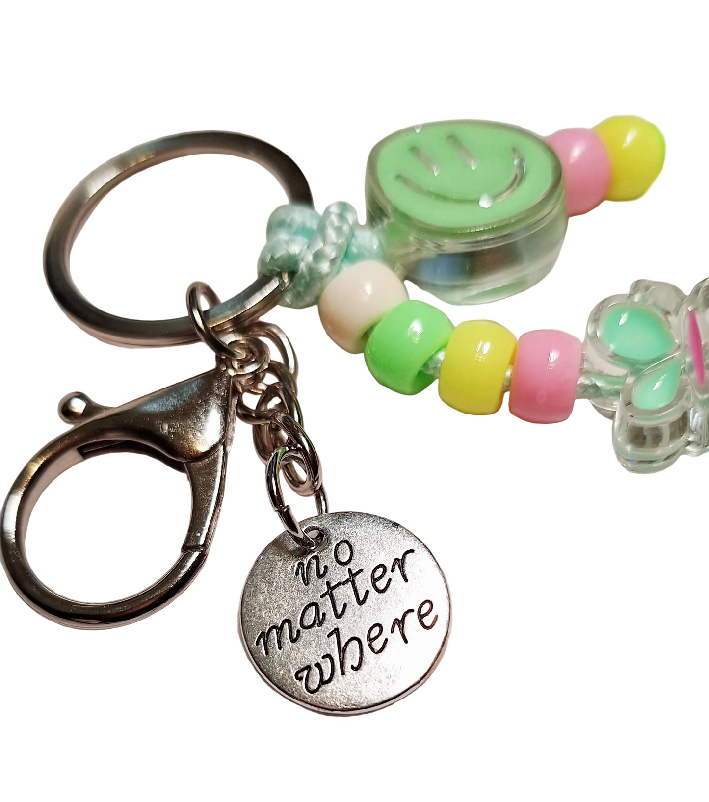 Chunky Colorful "Smiley" Letter & Beaded Bag Charm/Keychain