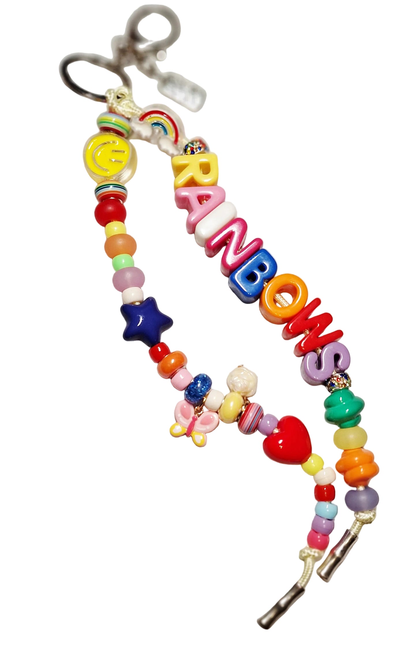 Chunky Colorful "Rainbows" Letter & Beaded Bag Charm