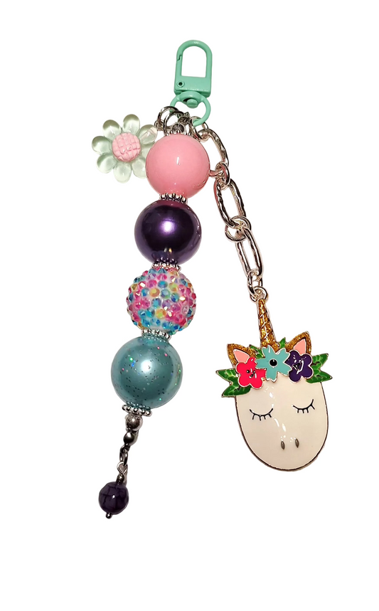 Handmade Beaded Unicorn Bag Charm/Keychain