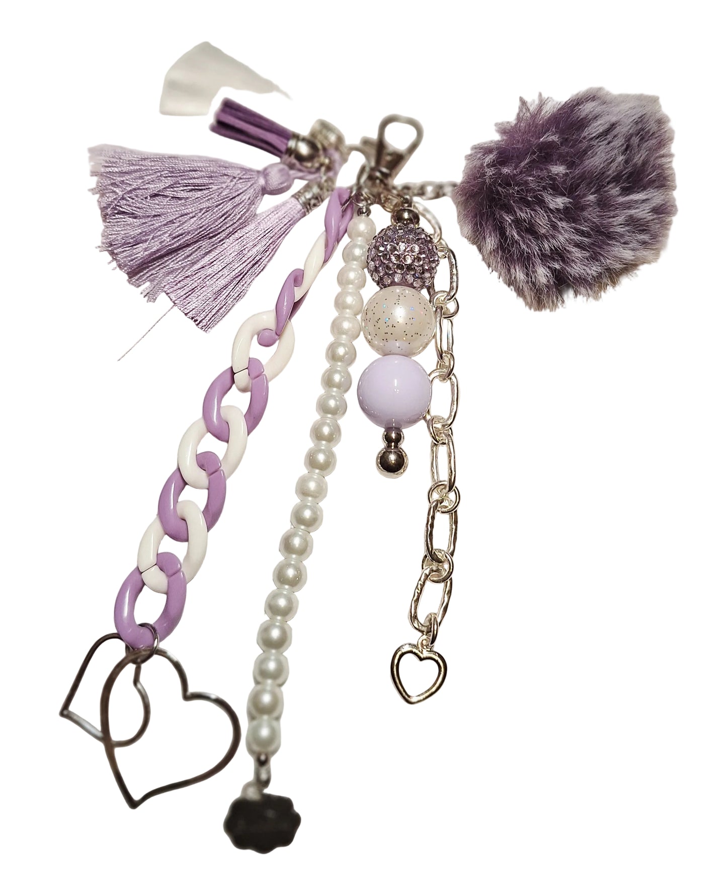Lilacs Pearls & Silver Bag Charm