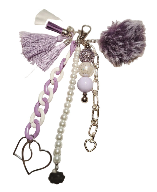 Lilacs Pearls & Silver Bag Charm