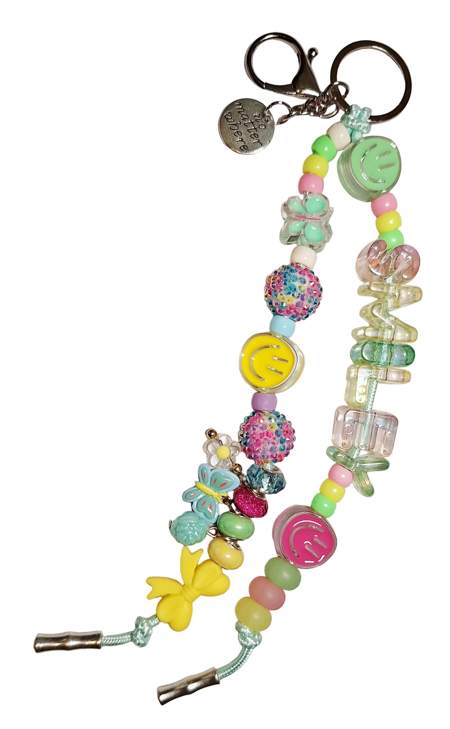 Chunky Colorful "Smiley" Letter & Beaded Bag Charm/Keychain