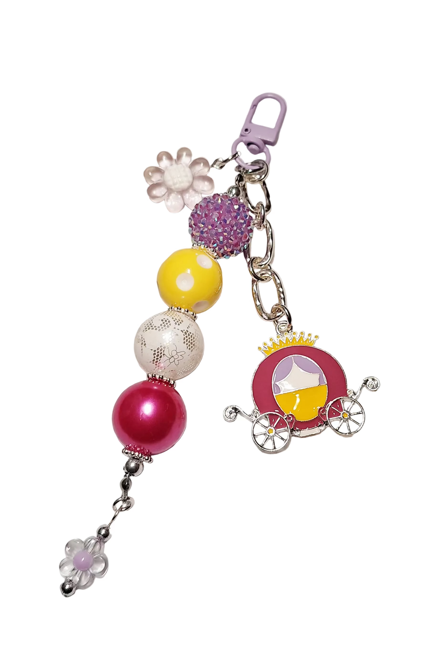 Handmade Beaded Princess Carriage Bag Charm/Keychain