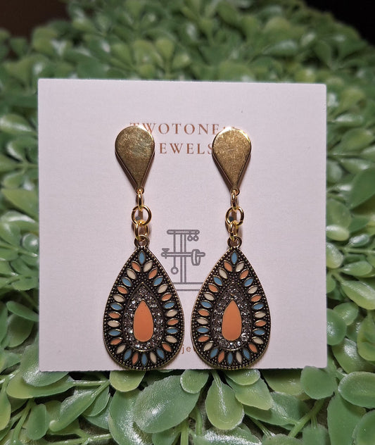Bohemian Teardrop Bling Statement Earrings