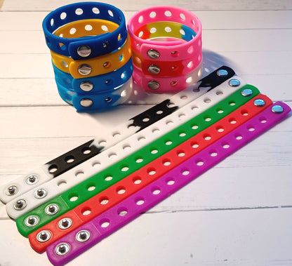 Colorful Adjustable Silicone Croc Charms Wristbands/Bracelets for Adults and Teens 12 Colors 8.26 inches