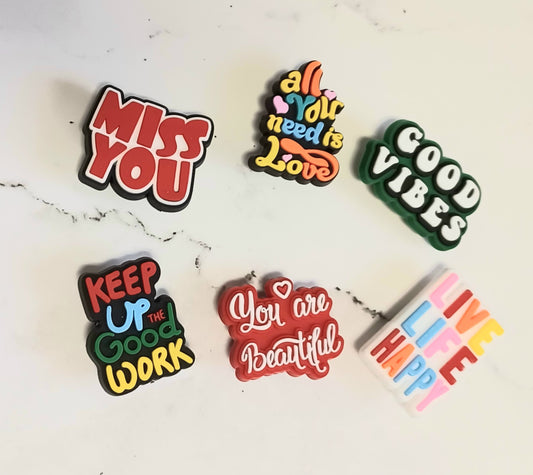 Funny Cute Inspirational Letter Shoe/Wristband Charms